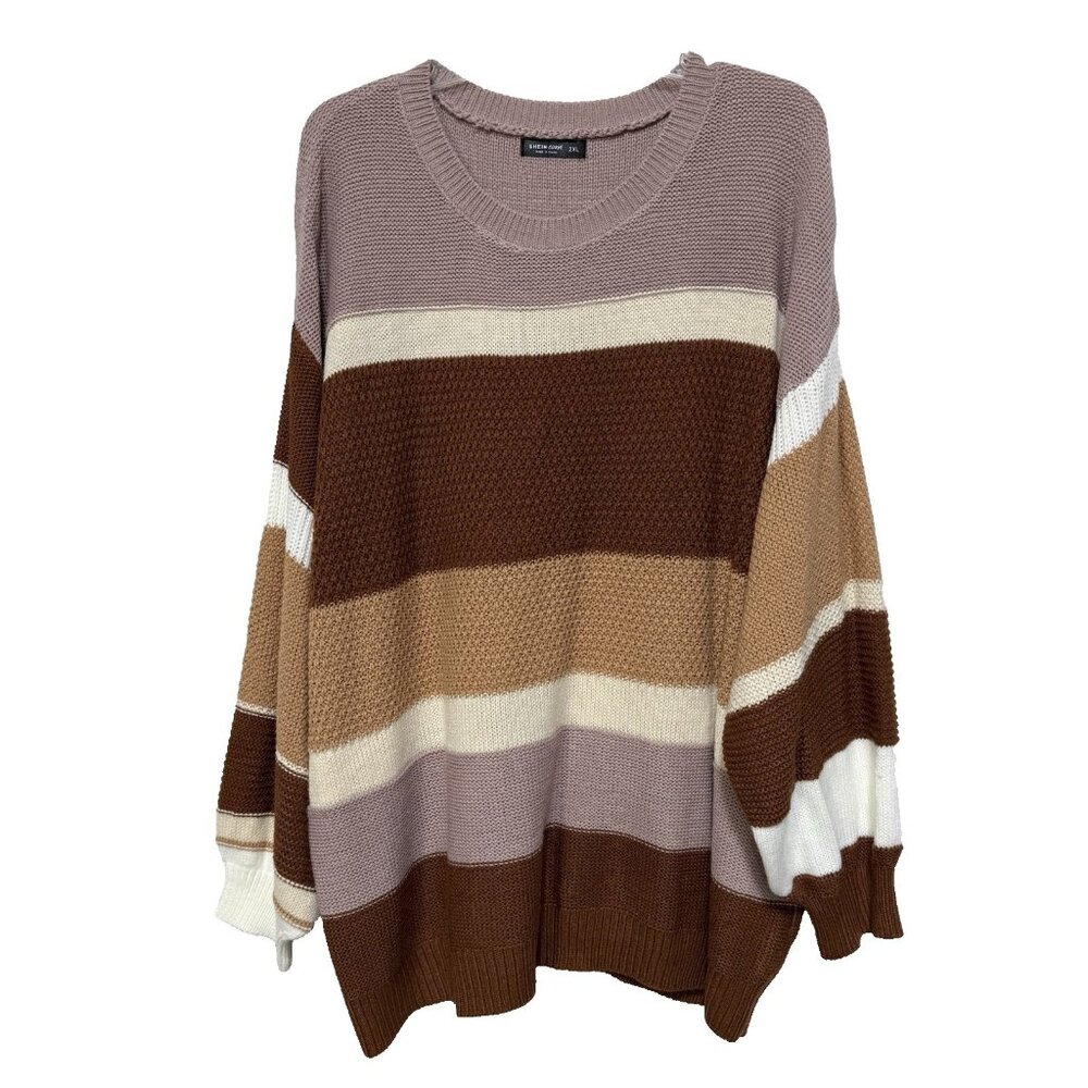 SHEIN Curve Womens 2XL Plus Sweater Acrylic Fall Autumn Knit Pullover ScoopNeck